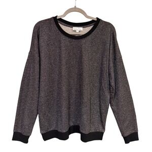 Grace & Lace Top Gray Black Size Large Knit Sweatshirt Metallic Cozycore‎